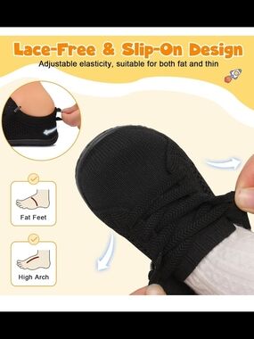 Black Lace-Free Slip-On Knit Toddler Sneakers